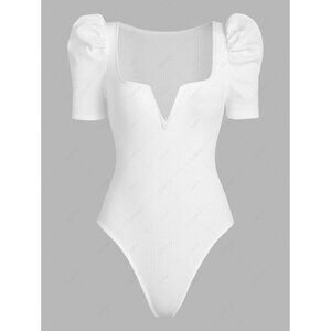 NWT Davi&Dani Puff Sleeve Wired Ribbed Bodysuit Size Small